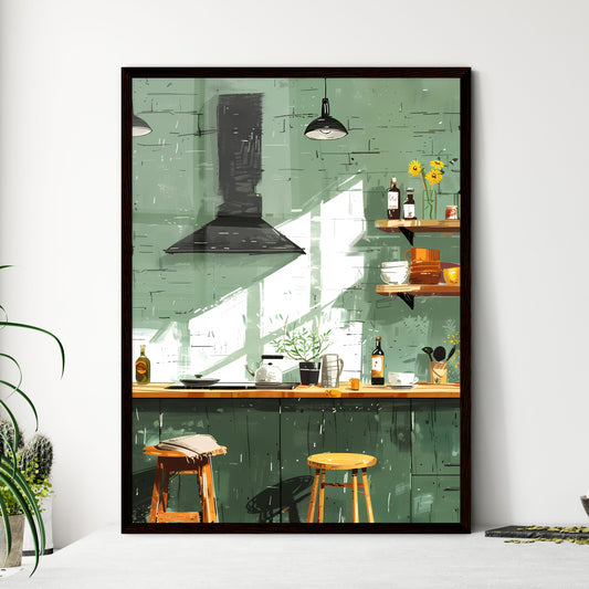 Abstract Watercolor Artistic Kitchen Painting, Green Background, Multi-color, Modern Home Decor Default Title