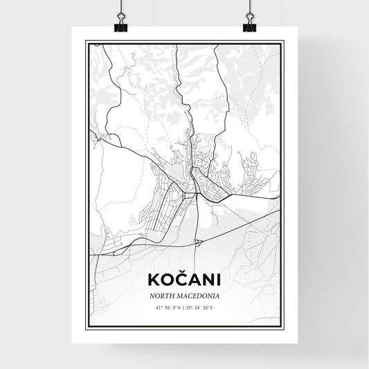 Kočani North Macedonia - Premium City Map Poster