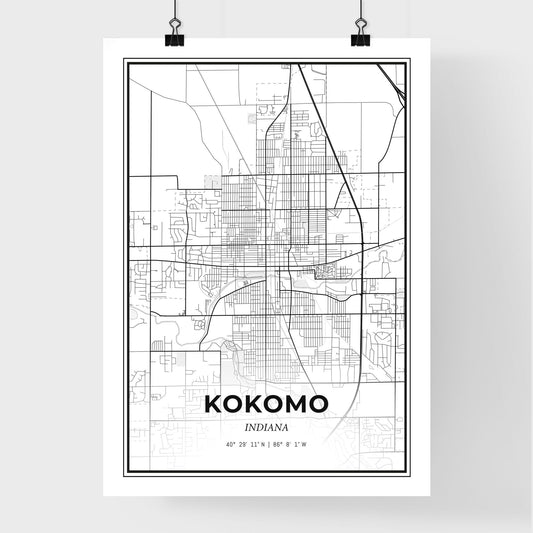 Kokomo Indiana - Premium City Map Poster