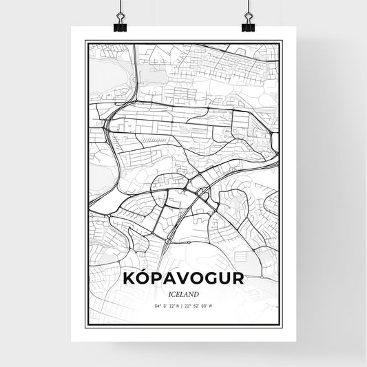Kópavogur Iceland - Premium City Map Poster
