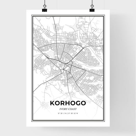 Korhogo Ivory Coast - Premium City Map Poster