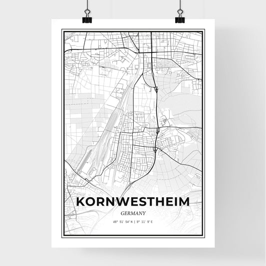 Kornwestheim Germany - Premium City Map Poster
