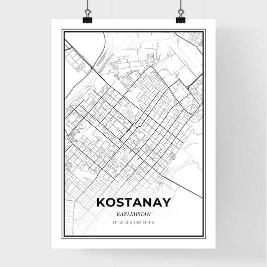 Kostanay Kazakhstan - Premium City Map Poster