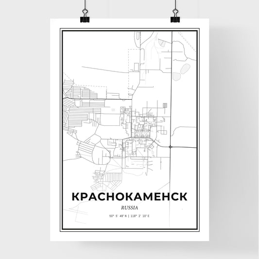 Krasnokamensk Russia - Premium City Map Poster