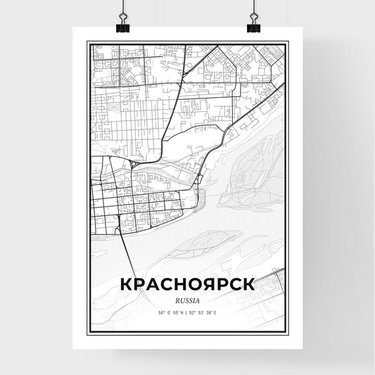 Krasnoyarsk Russia - Premium City Map Poster