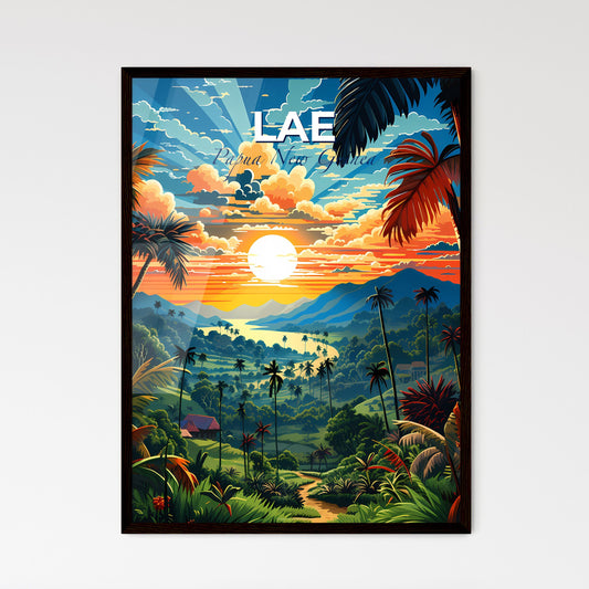 Vibrant Artistic Landscape of Lae Papua New Guinea Skyline with Mountains Trees and Sunset Default Title