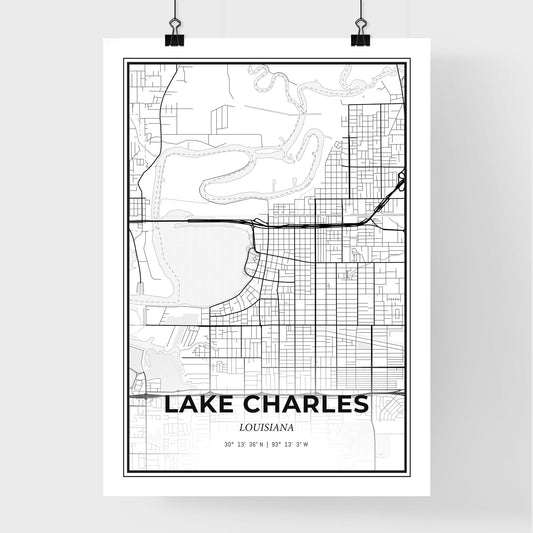Lake Charles Louisiana - Premium City Map Poster