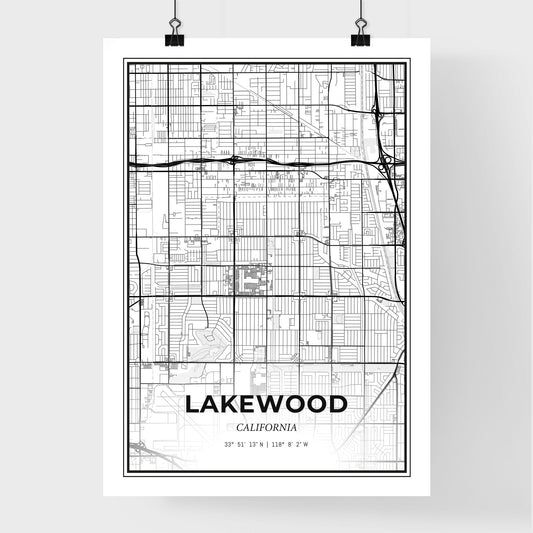 Lakewood California - Premium City Map Poster