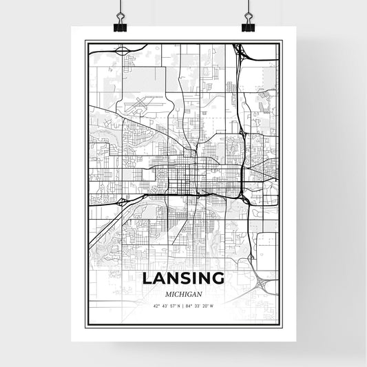 Lansing Michigan - Premium City Map Poster