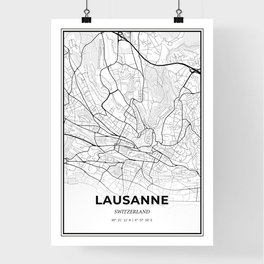 Lausanne Switzerland - Premium City Map Poster