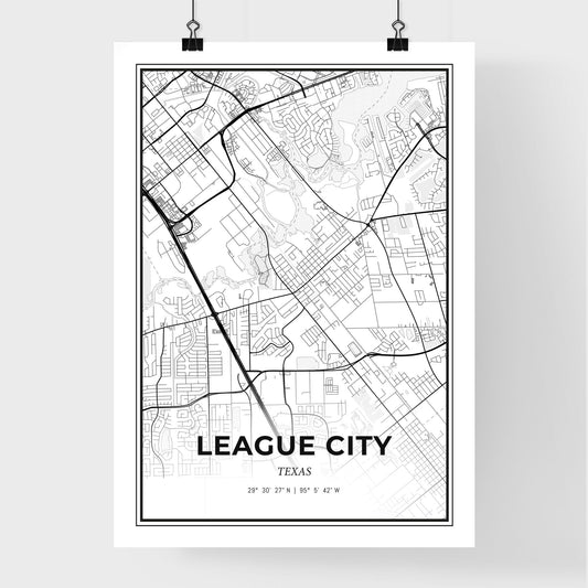 League City Texas - Premium City Map Poster