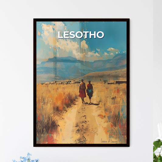 Lesotho Africa Vibrant Painting Walking Path Tall Grass Mountains