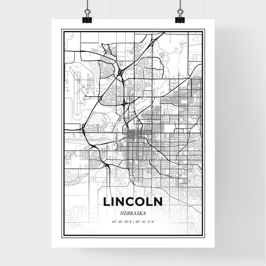 Lincoln Nebraska - Premium City Map Poster