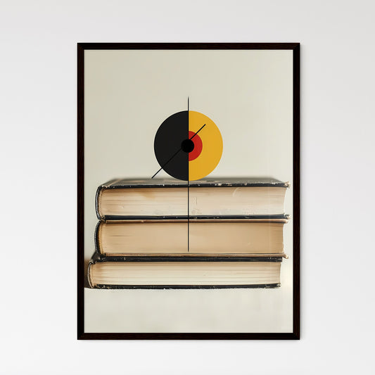Minimalist Bauhaus Book Cover Art: Japanese-Style Stack of Books with Black and Yellow Circle Default Title