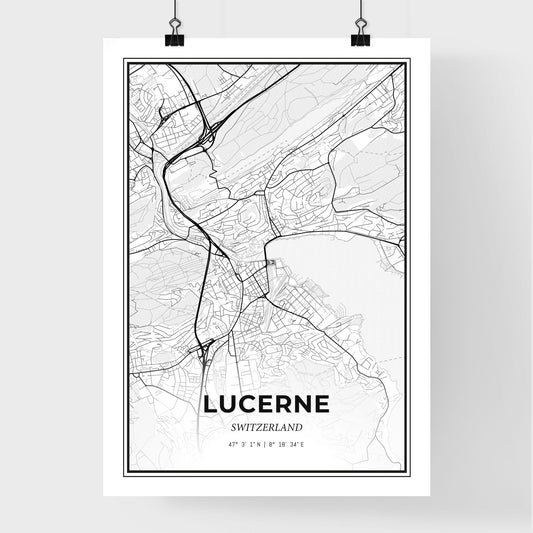 Lucerne Switzerland - Premium City Map Poster