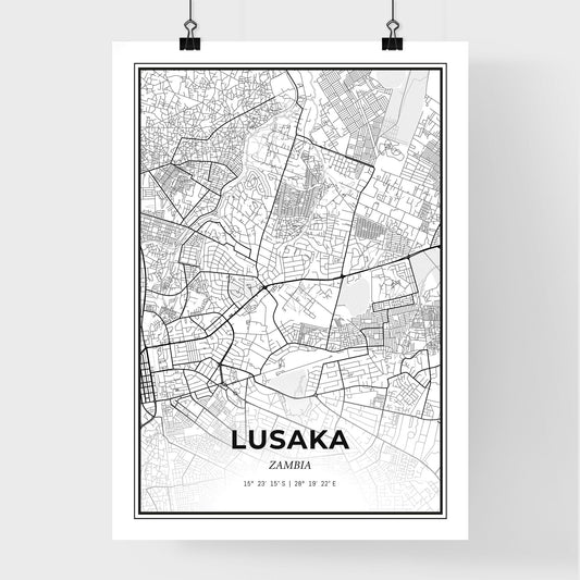 Lusaka Zambia - Premium City Map Poster