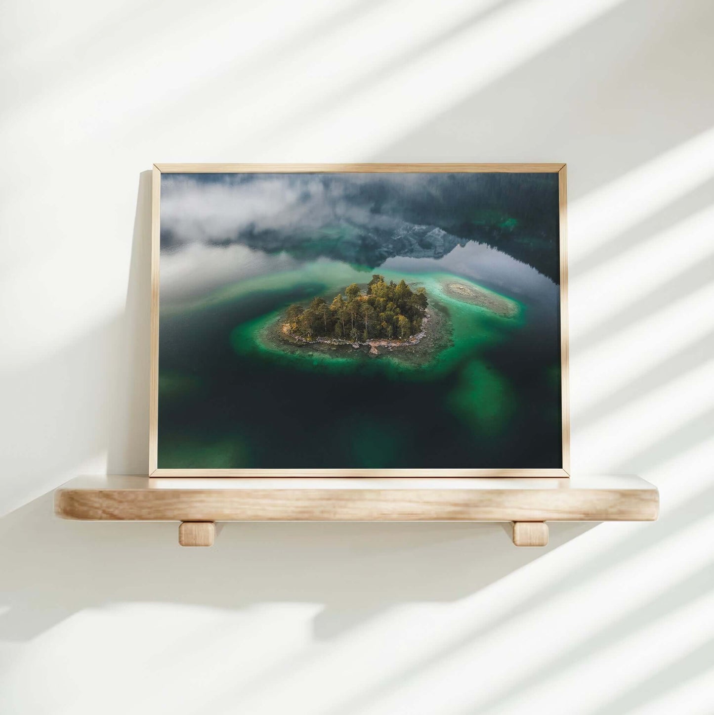 Eibsee Aerial Island Print – Bavarian Alps Landscape Photography Wall Art