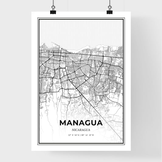 Managua Nicaragua - Premium City Map Poster