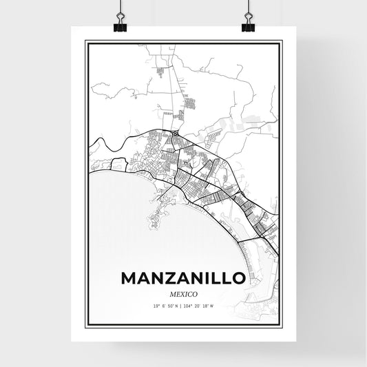 Manzanillo Mexico - Premium City Map Poster