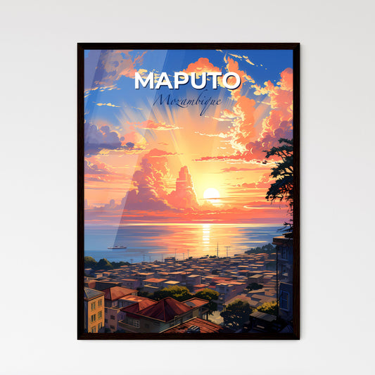 Vibrant Painting of Maputo Mozambique Skyline with Sunset Accents Default Title