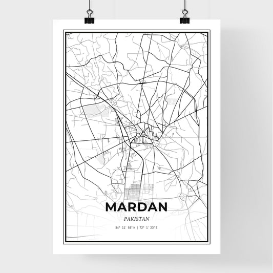 Mardan Pakistan - Premium City Map Poster