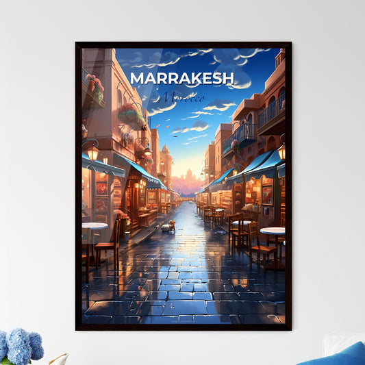 Artistic Marrakesh Skyline - Vibrant Painting with Street Scene and Outdoor Seating Default Title