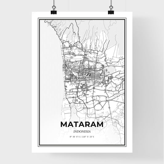 Mataram Indonesia - Premium City Map Poster