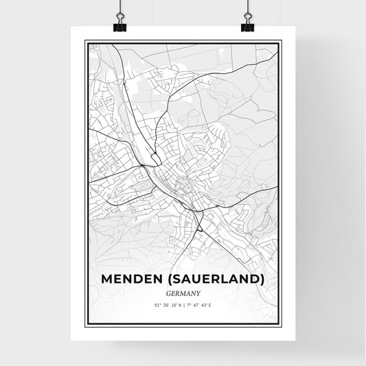Menden (Sauerland) Germany - Premium City Map Poster