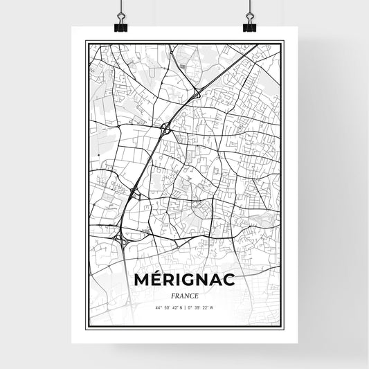Mérignac France - Premium City Map Poster