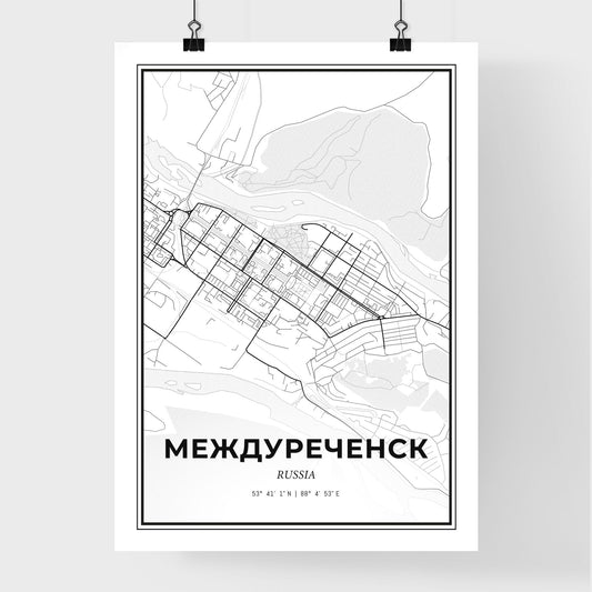 Mezhdurechensk Russia - Premium City Map Poster