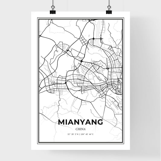 Mianyang China - Premium City Map Poster
