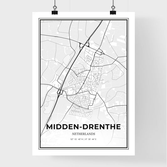Midden-Drenthe Netherlands - Premium City Map Poster