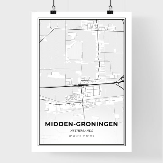 Midden-Groningen Netherlands - Premium City Map Poster