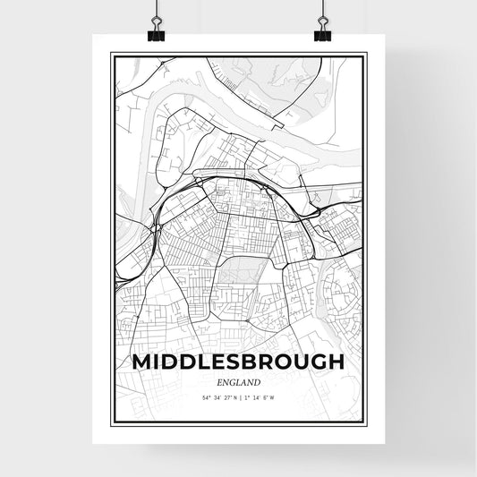 Middlesbrough England - Premium City Map Poster