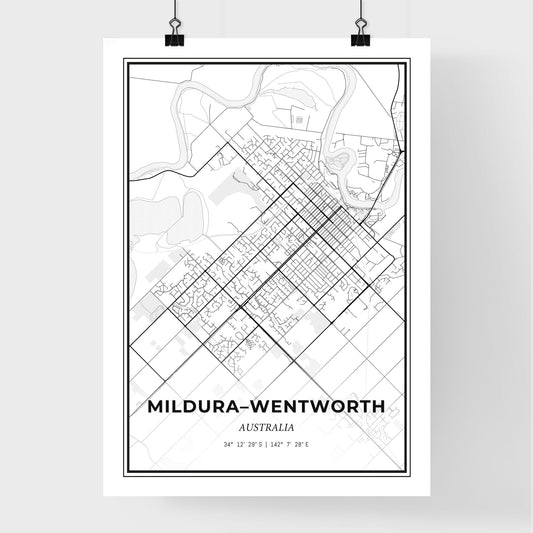 Mildura–Wentworth Australia - Premium City Map Poster