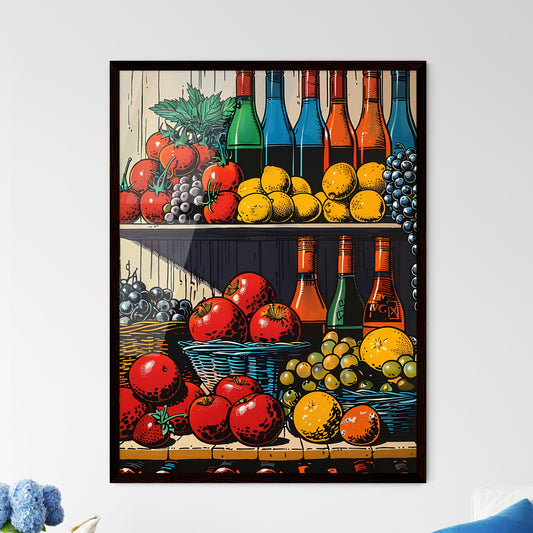 Minimalist Still Life Pop Art: Fruits and Veggies on a Shelf in a Bold and Ironic Consumerist Context Default Title