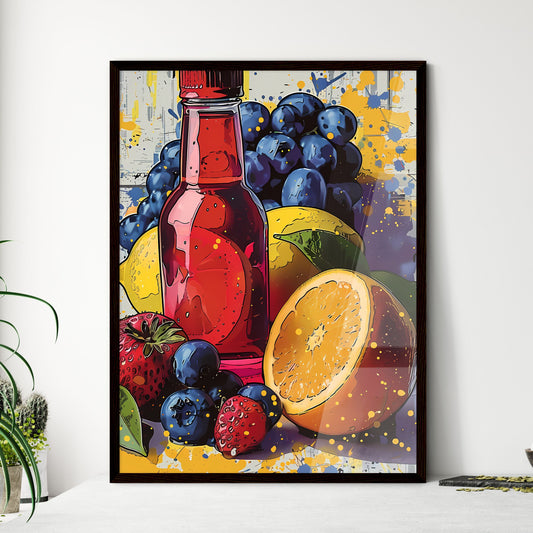 Minimalistic Pop Art Painting: Bold Colors, Modern Objects, Comic Style, Classic Still Life in Consumer Culture, Fruit and Juice Default Title