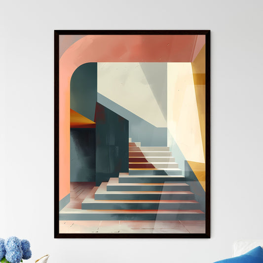 Modern Abstract Staircase Architecture Poster Design, Geometric Shapes, Clean Lines, Vibrant Painting, Art Default Title