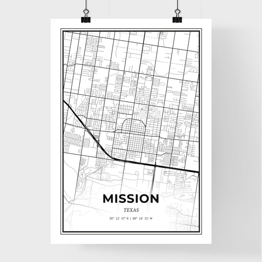 Mission Texas - Premium City Map Poster
