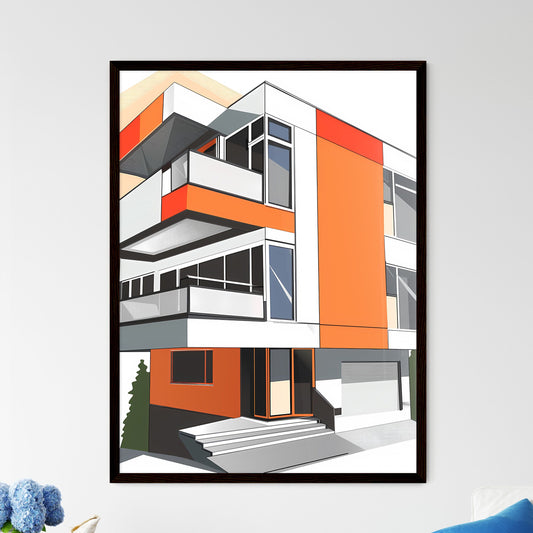 Bauhaus Geometric Painting, Flat Style, Vibrant Colors, Balcony, Art Focus Default Title