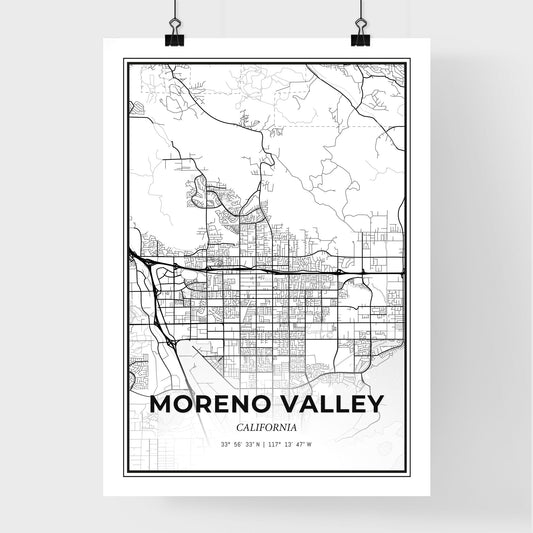 Moreno Valley California - Premium City Map Poster