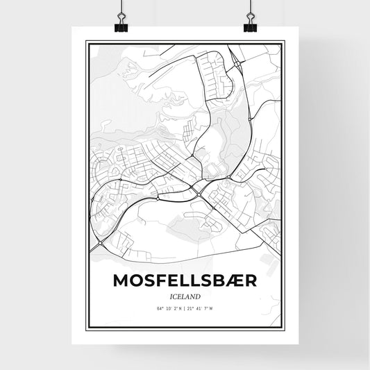 Mosfellsbær Iceland - Premium City Map Poster