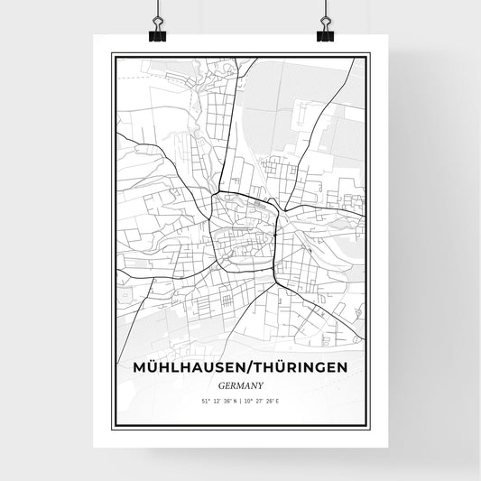 Muhlhausen/Thuringia Germany - Premium City Map Poster