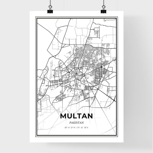 Multan Pakistan - Premium City Map Poster