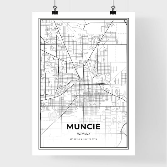 Muncie Indiana - Premium City Map Poster