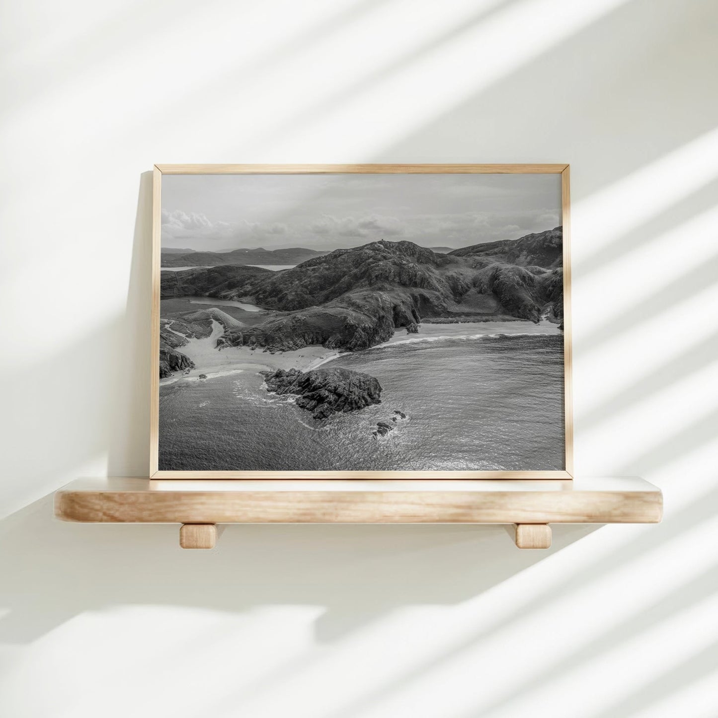 Murder Hole Beach Black and White Wall Art – Donegal Ireland Aerial Print