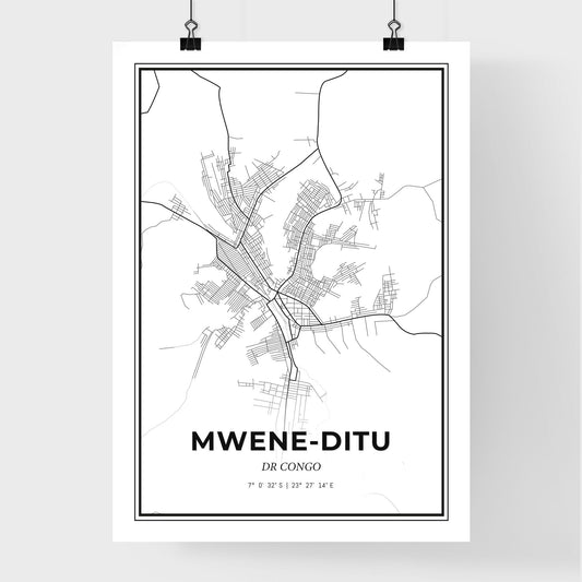 Mwene-Ditu DR Congo - Premium City Map Poster