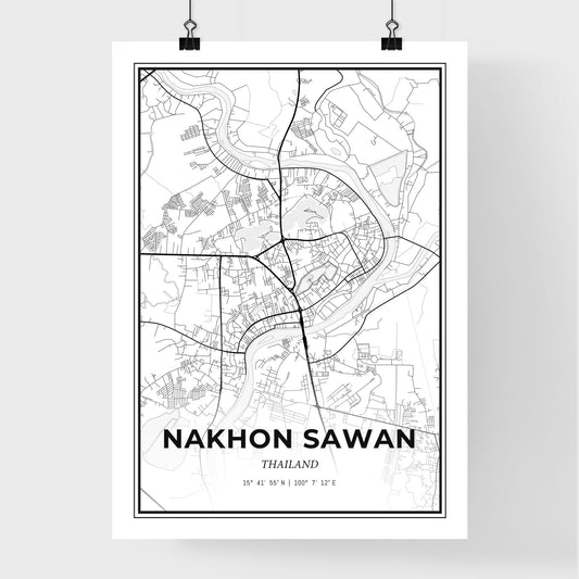 Nakhon Sawan Thailand - Premium City Map Poster