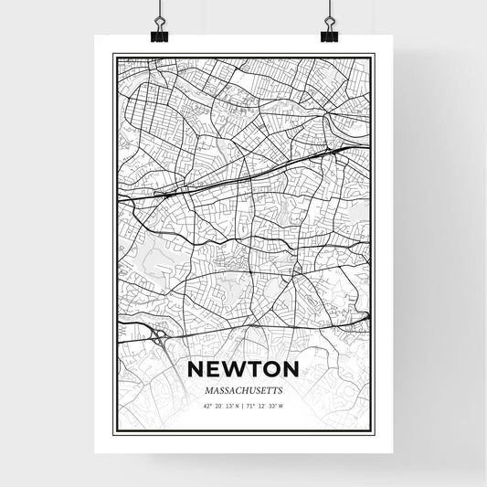 Newton Massachusetts - Premium City Map Poster
