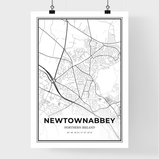Newtownabbey Northern Ireland - Premium City Map Poster